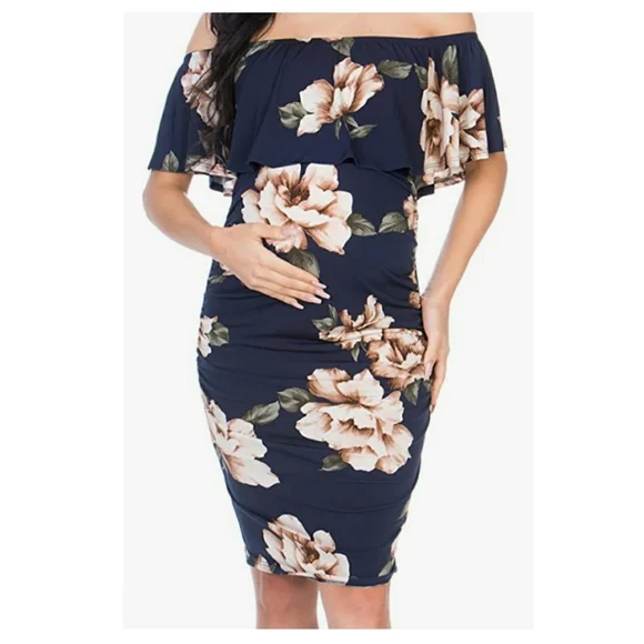 derek heart bodycon dress Sleeveless Floral Maternity Dresses-Smallshow SVP049 / Medium